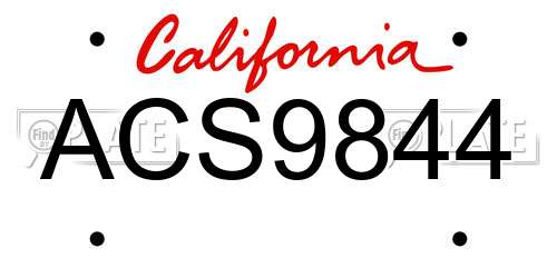 ACS9844 California License Plate