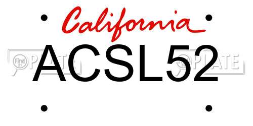 ACSL52 California License Plate