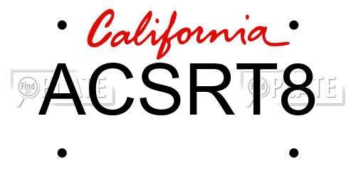 ACSRT8 California License Plate
