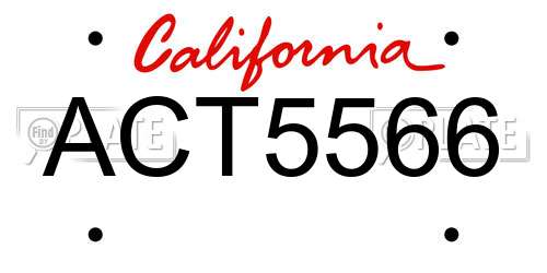 ACT5566 California License Plate
