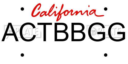 ACTBBGG California License Plate