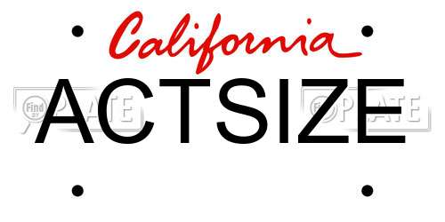 ACTSIZE California License Plate