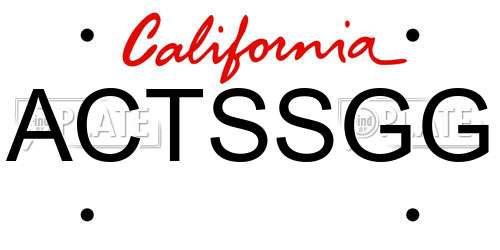 ACTSSGG California License Plate