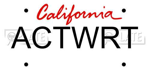 ACTWRT California License Plate