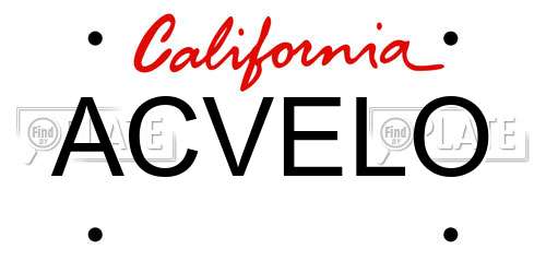 ACVELO California License Plate