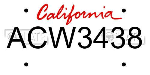 ACW3438 California License Plate