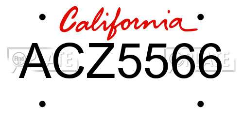 ACZ5566 California License Plate