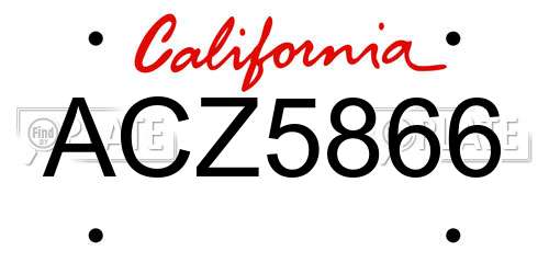ACZ5866 California License Plate