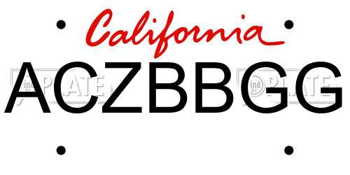 ACZBBGG California License Plate