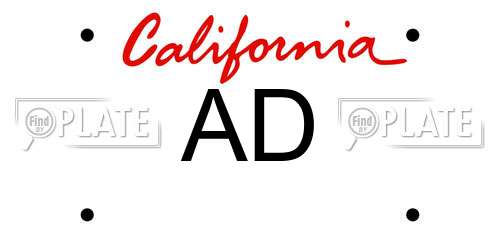 AD California License Plate