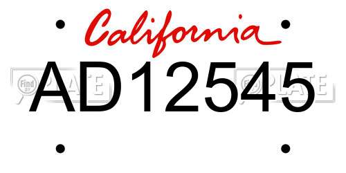 AD12545 California License Plate