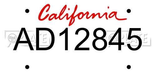 AD12845 California License Plate