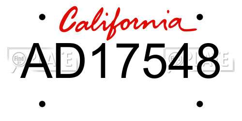 AD17548 California License Plate
