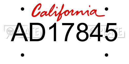 AD17845 California License Plate