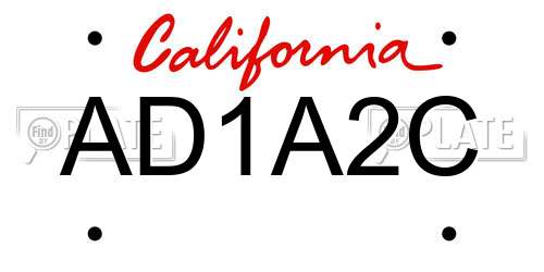 AD1A2C California License Plate