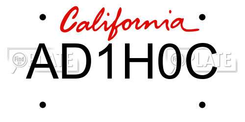AD1H0C California License Plate