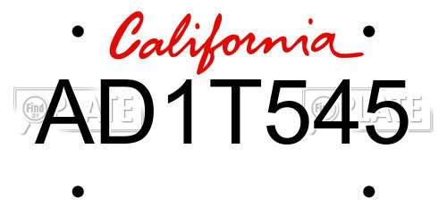 AD1T545 California License Plate