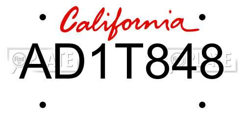 AD1T848 California License Plate
