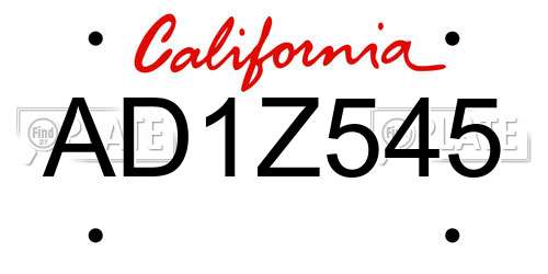 AD1Z545 California License Plate