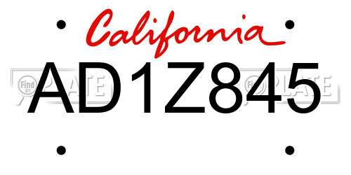 AD1Z845 California License Plate