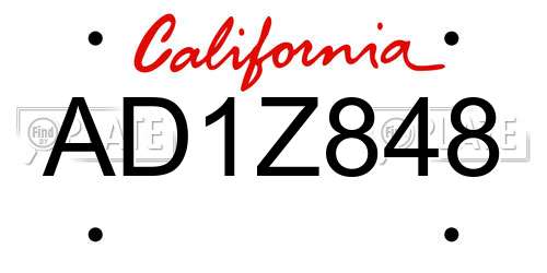 AD1Z848 California License Plate