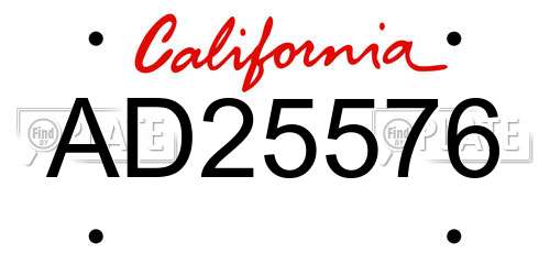 AD25576 California License Plate