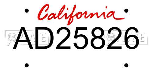 AD25826 California License Plate
