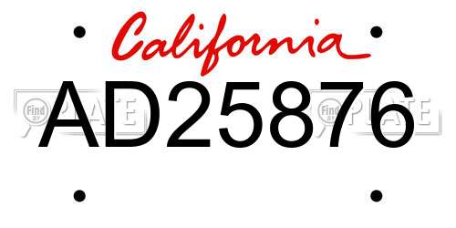 AD25876 California License Plate