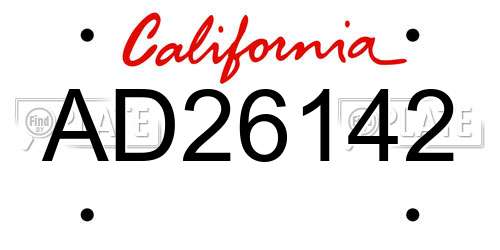 AD26142 California License Plate