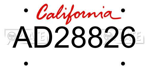 AD28826 California License Plate