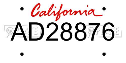 AD28876 California License Plate