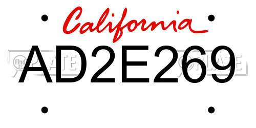 AD2E269 California License Plate