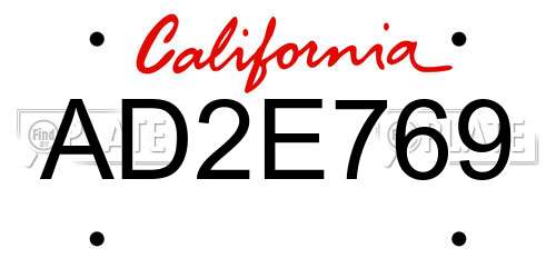AD2E769 California License Plate