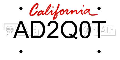 AD2Q0T California License Plate