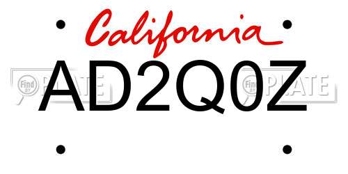 AD2Q0Z California License Plate