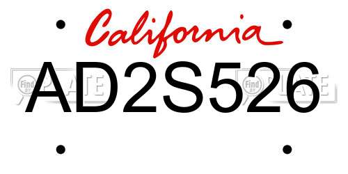 AD2S526 California License Plate
