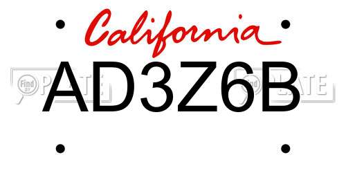 AD3Z6B California License Plate