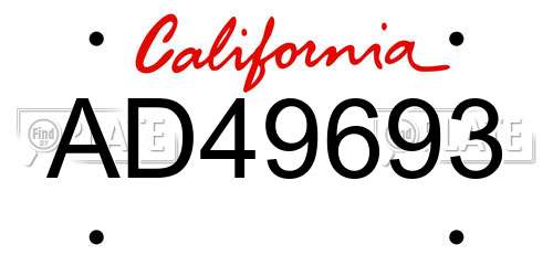 AD49693 California License Plate