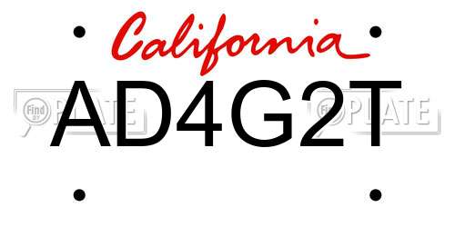 AD4G2T California License Plate