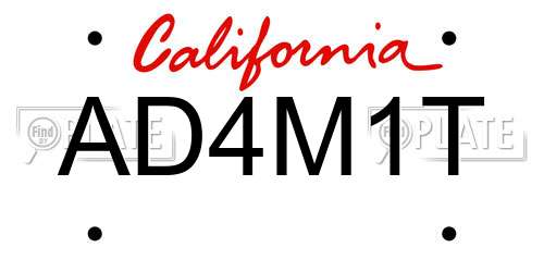 AD4M1T California License Plate