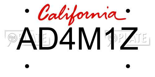 AD4M1Z California License Plate