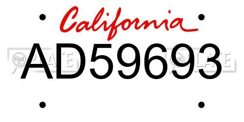 AD59693 California License Plate