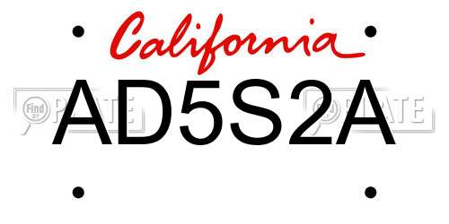 AD5S2A California License Plate
