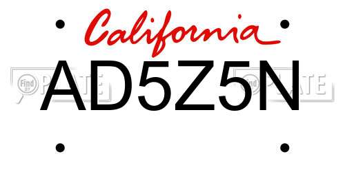 AD5Z5N California License Plate
