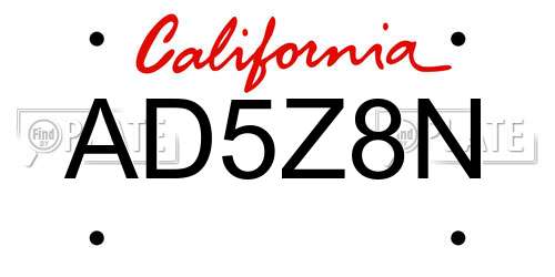 AD5Z8N California License Plate