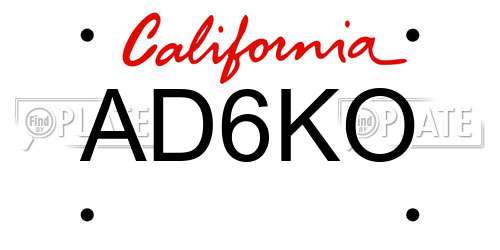 AD6KO California License Plate