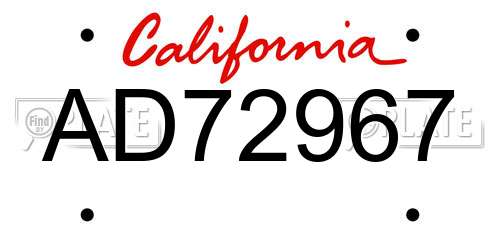 AD72967 California License Plate
