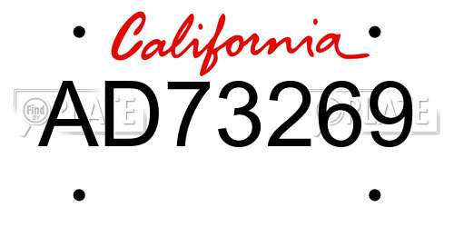 AD73269 California License Plate