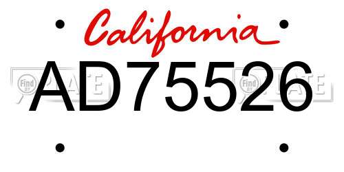 AD75526 California License Plate