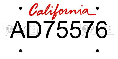 AD75576 California License Plate